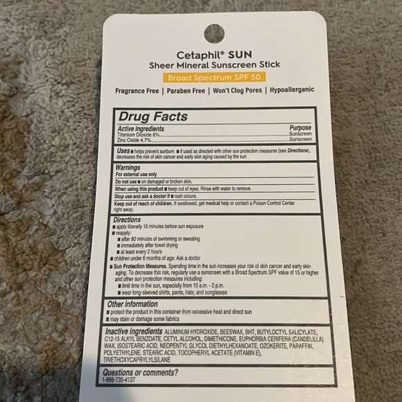 NWT Cetaphil Mineral Sunscreen Stick SPF 50 - Picture 5 of 5